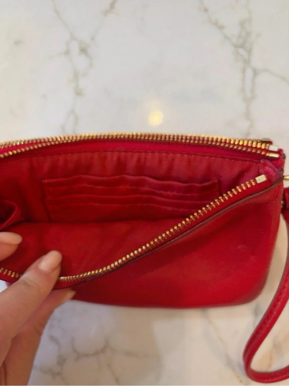 Coach Red Leather Wristlet Clutch
